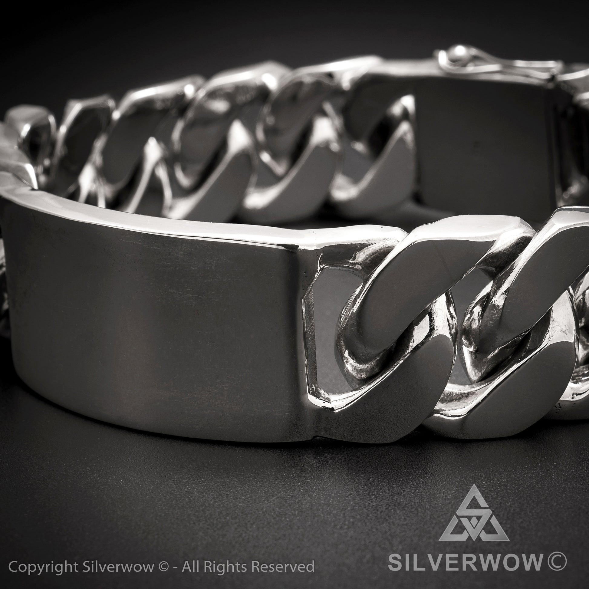 Huge 35mm ID, Name Plate  Chain - SilverWow™