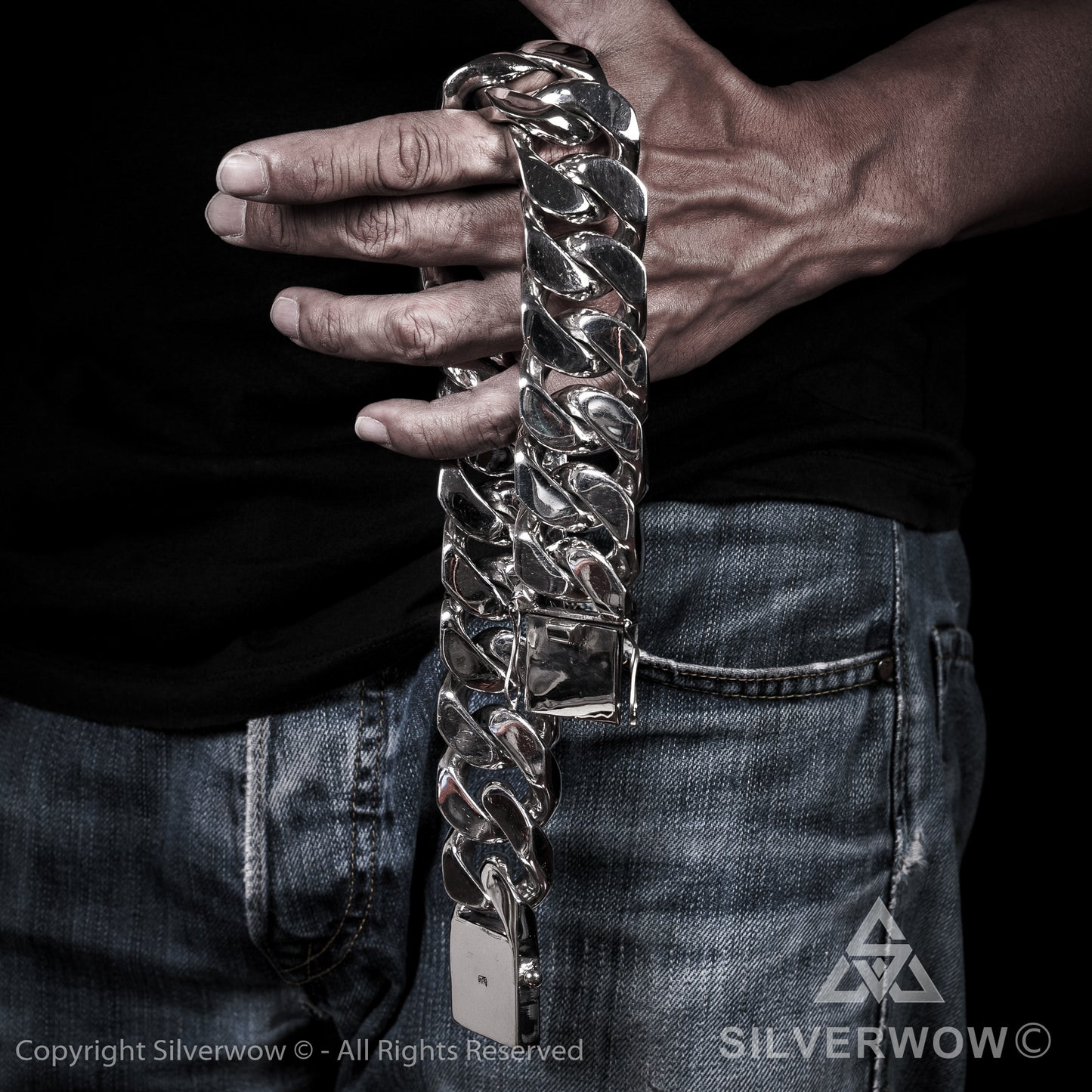 Huge 35mm ID, Name Plate Chain - SilverWow™