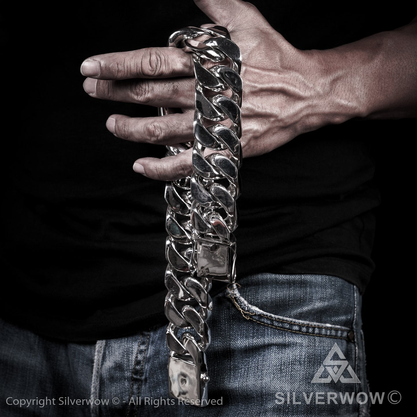 Huge 35mm ID, Name Plate Chain - SilverWow™