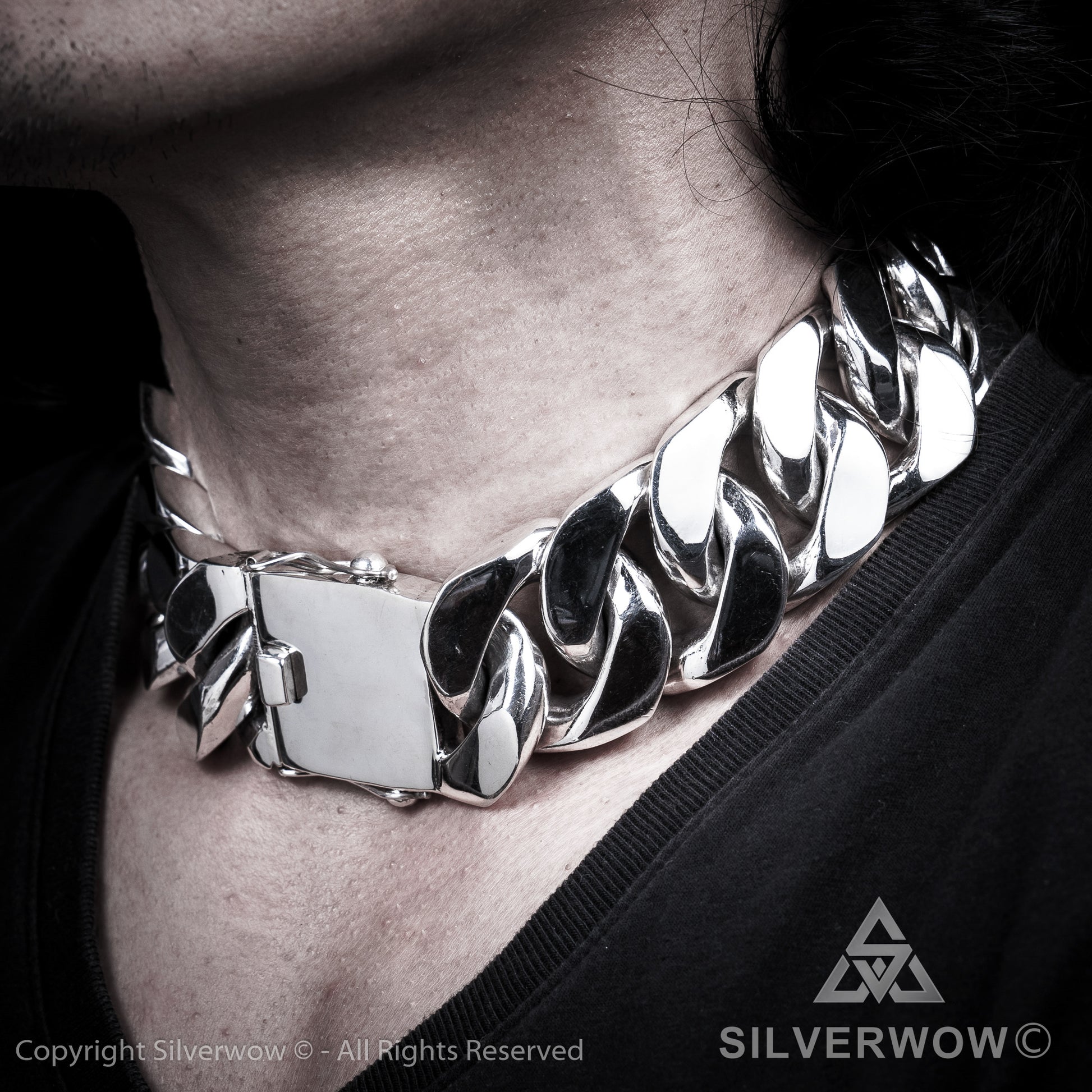 Huge 35mm ID, Name Plate  Chain - SilverWow™