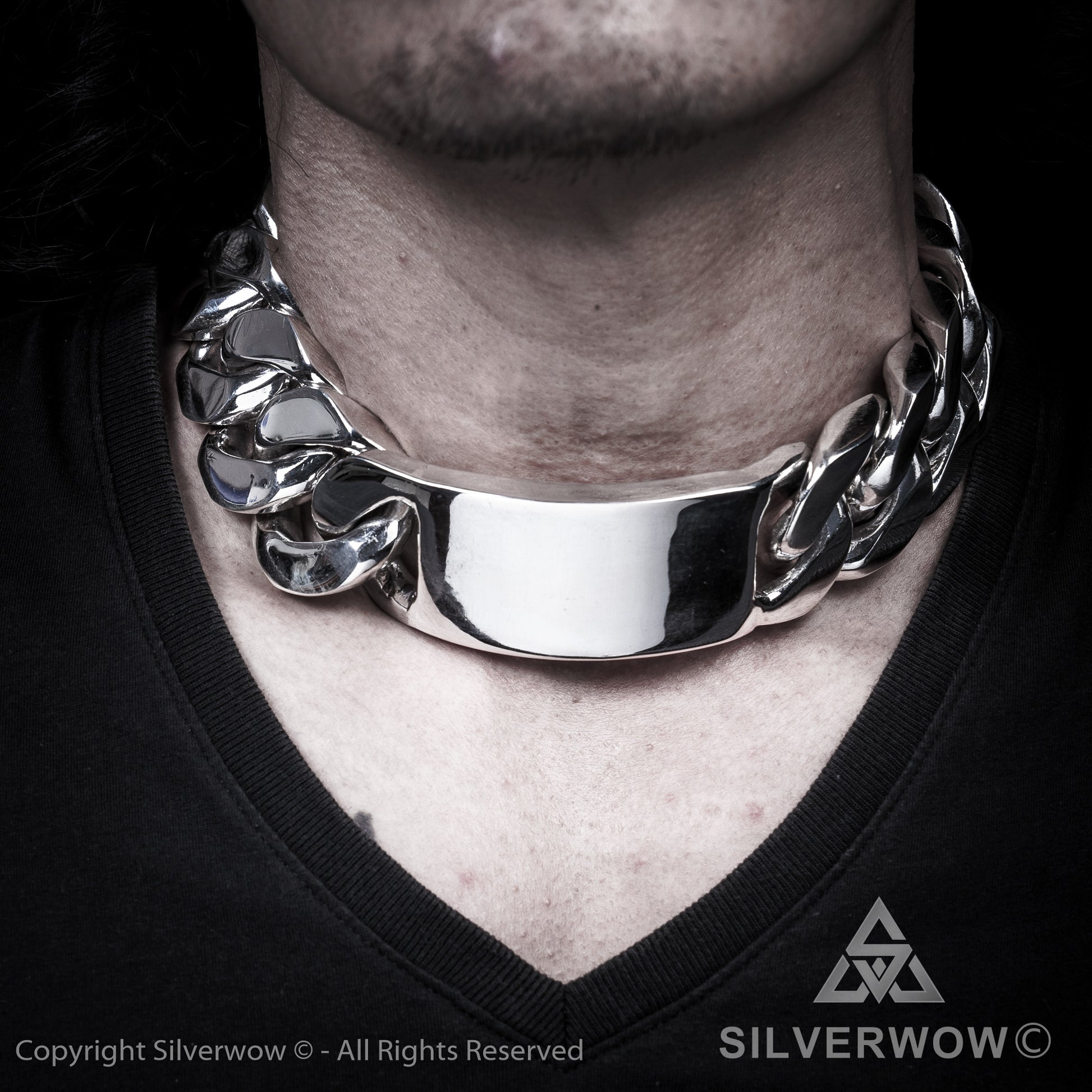 Huge 35mm ID, Name Plate  Chain - SilverWow™