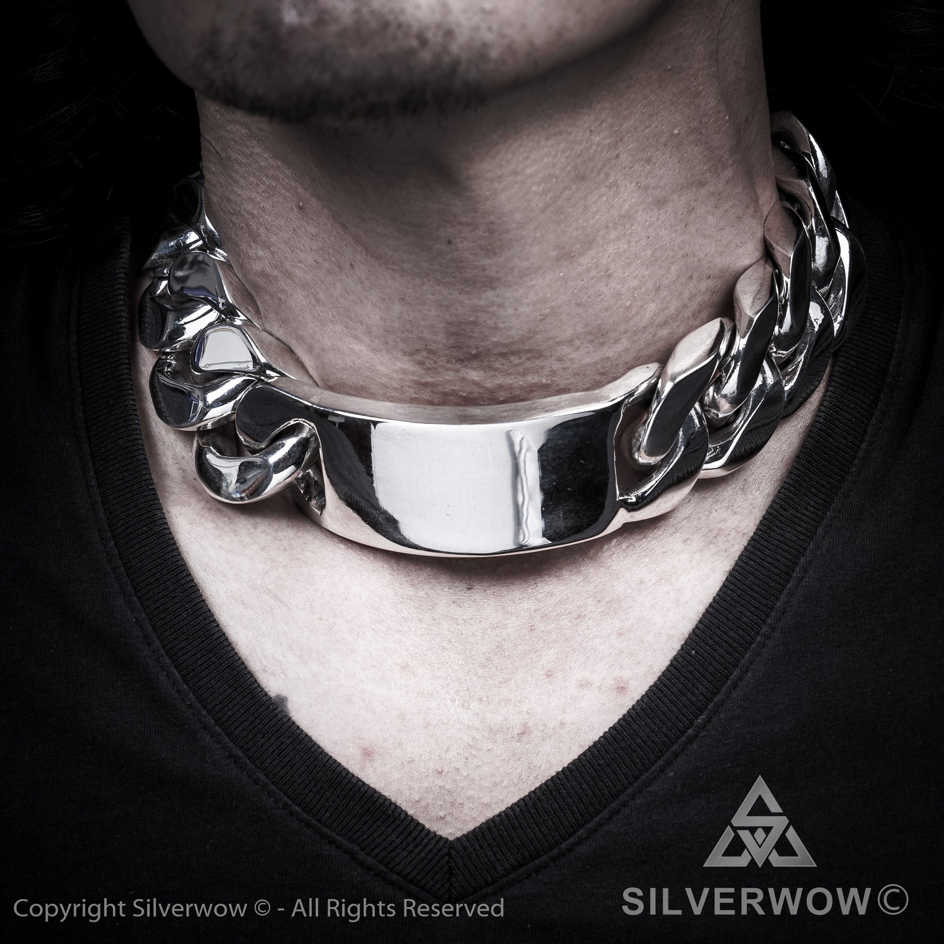 Huge 35mm ID, Name Plate  Chain - SilverWow™