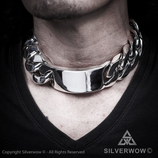 Huge 35mm ID, Name Plate  Chain - SilverWow™