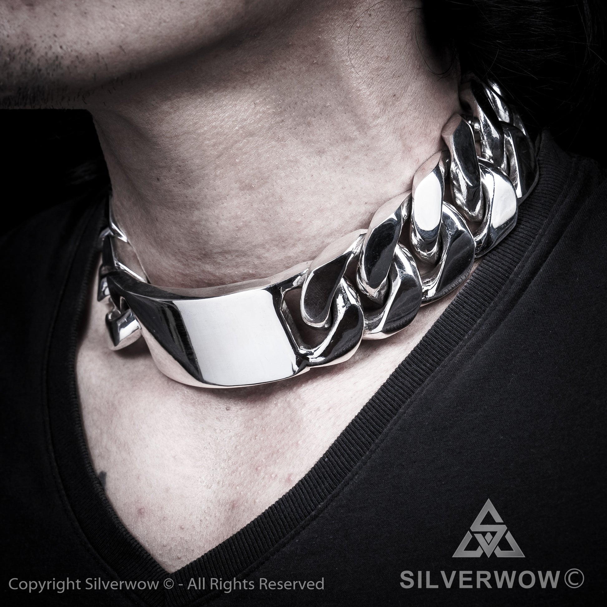 Huge 35mm ID, Name Plate  Chain - SilverWow™