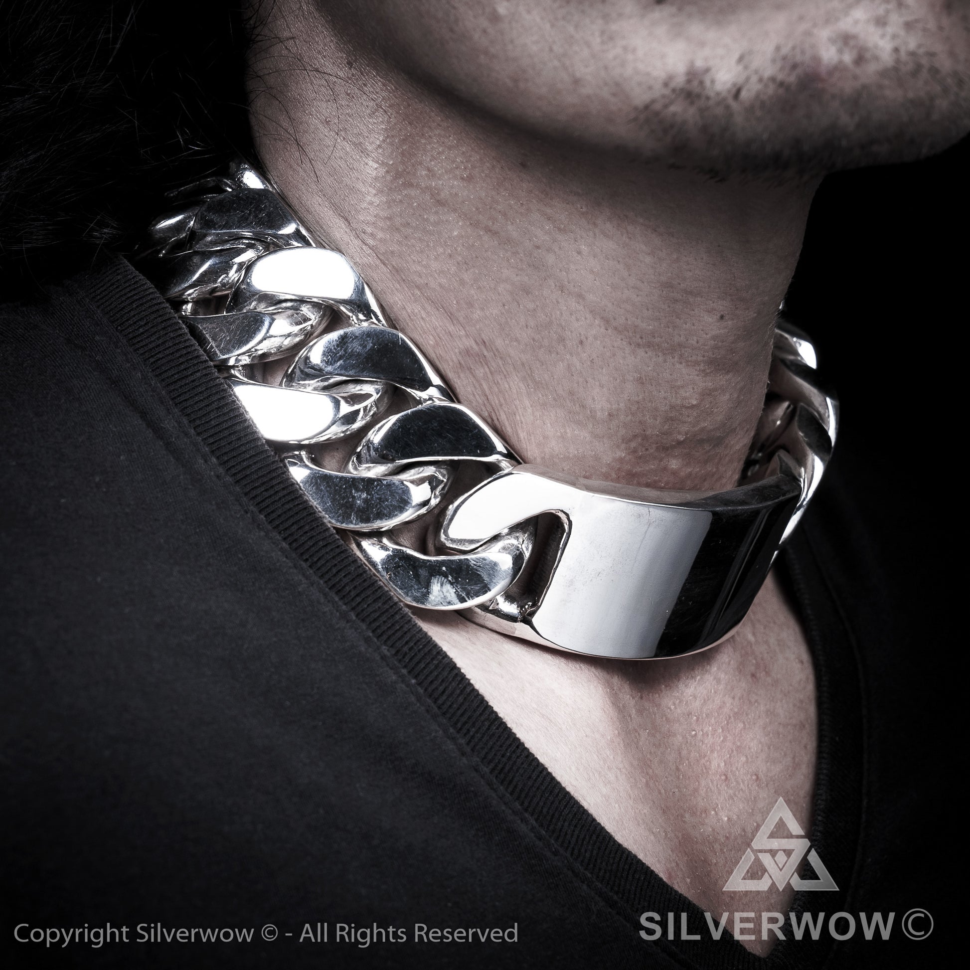 Huge 35mm ID, Name Plate  Chain - SilverWow™