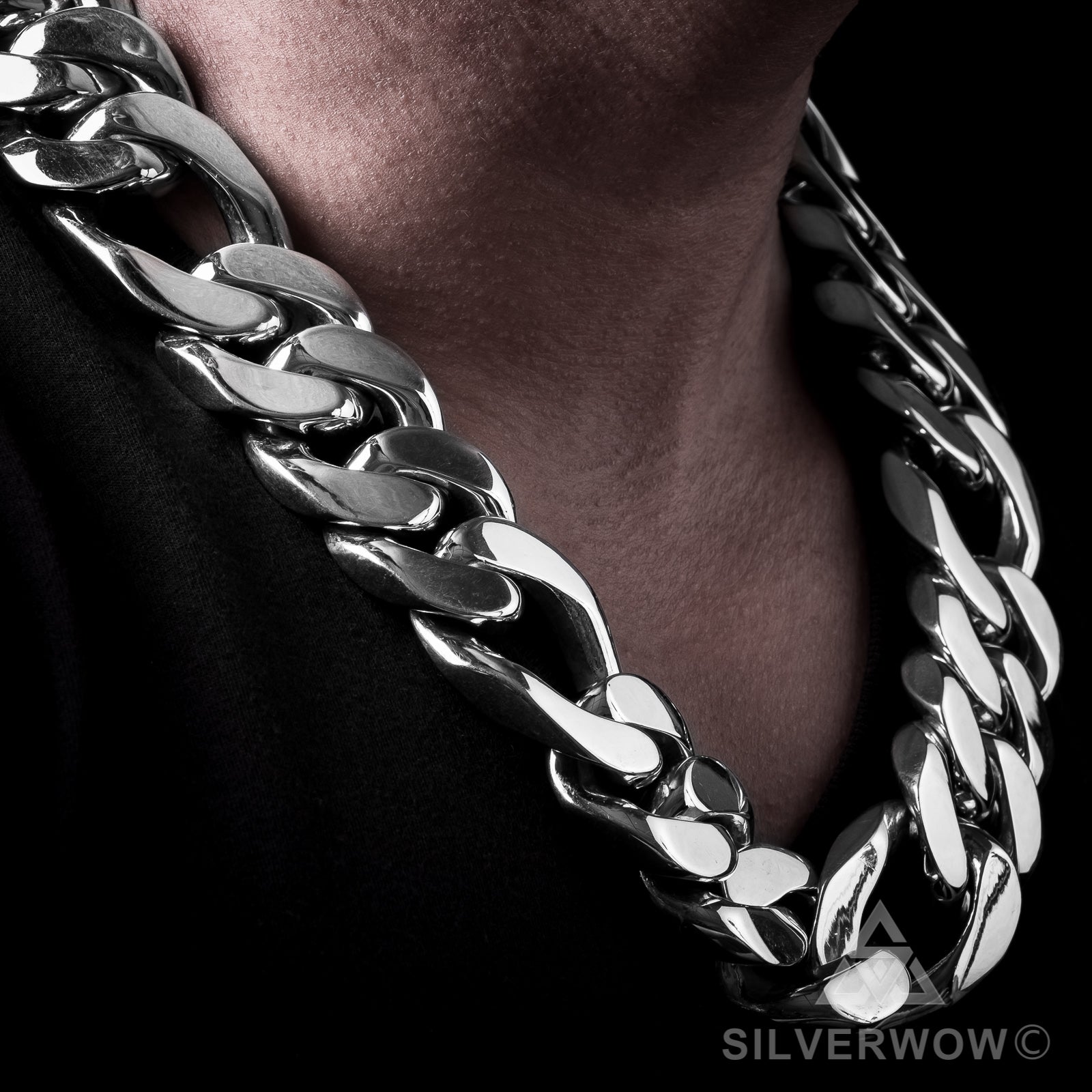 30mm Figaro Link Necklace Chain - SilverWow™