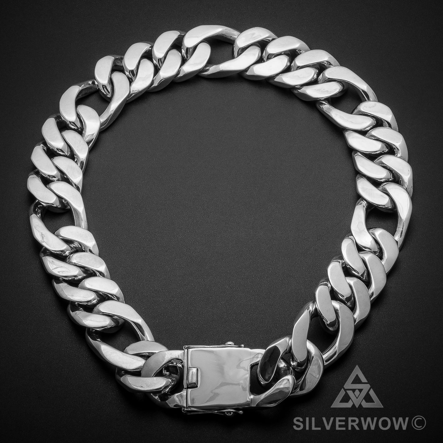 30mm Figaro Link Necklace Chain - SilverWow™