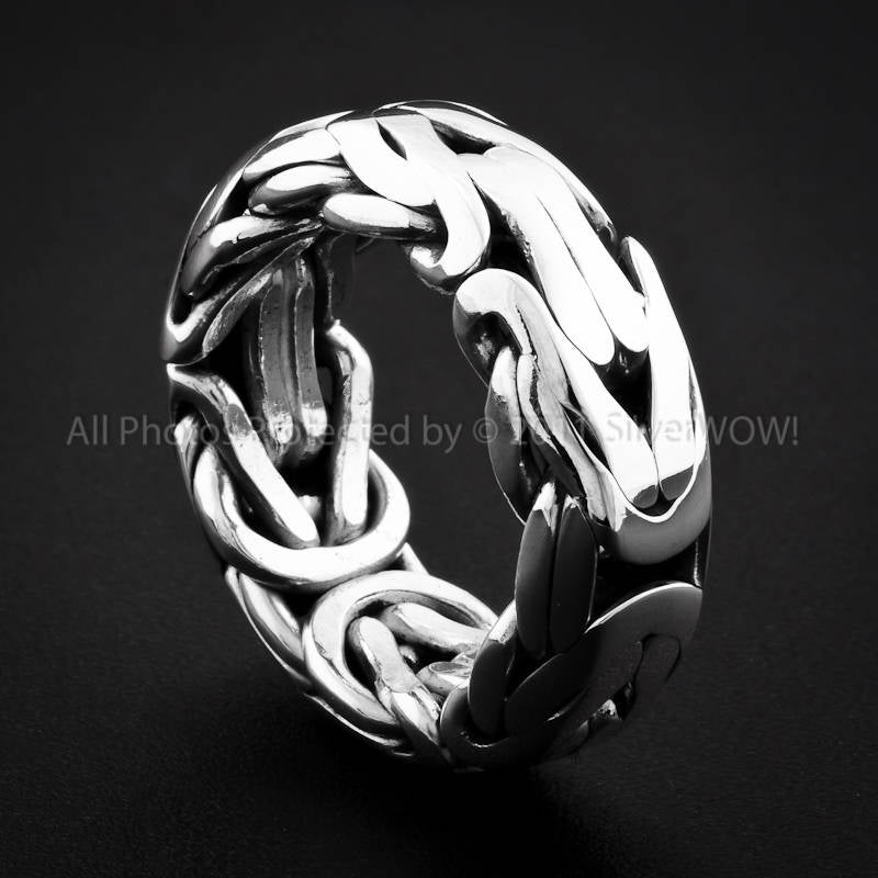 Byzantine Bali Heavy Mens Ring - 925 Sterling Silver