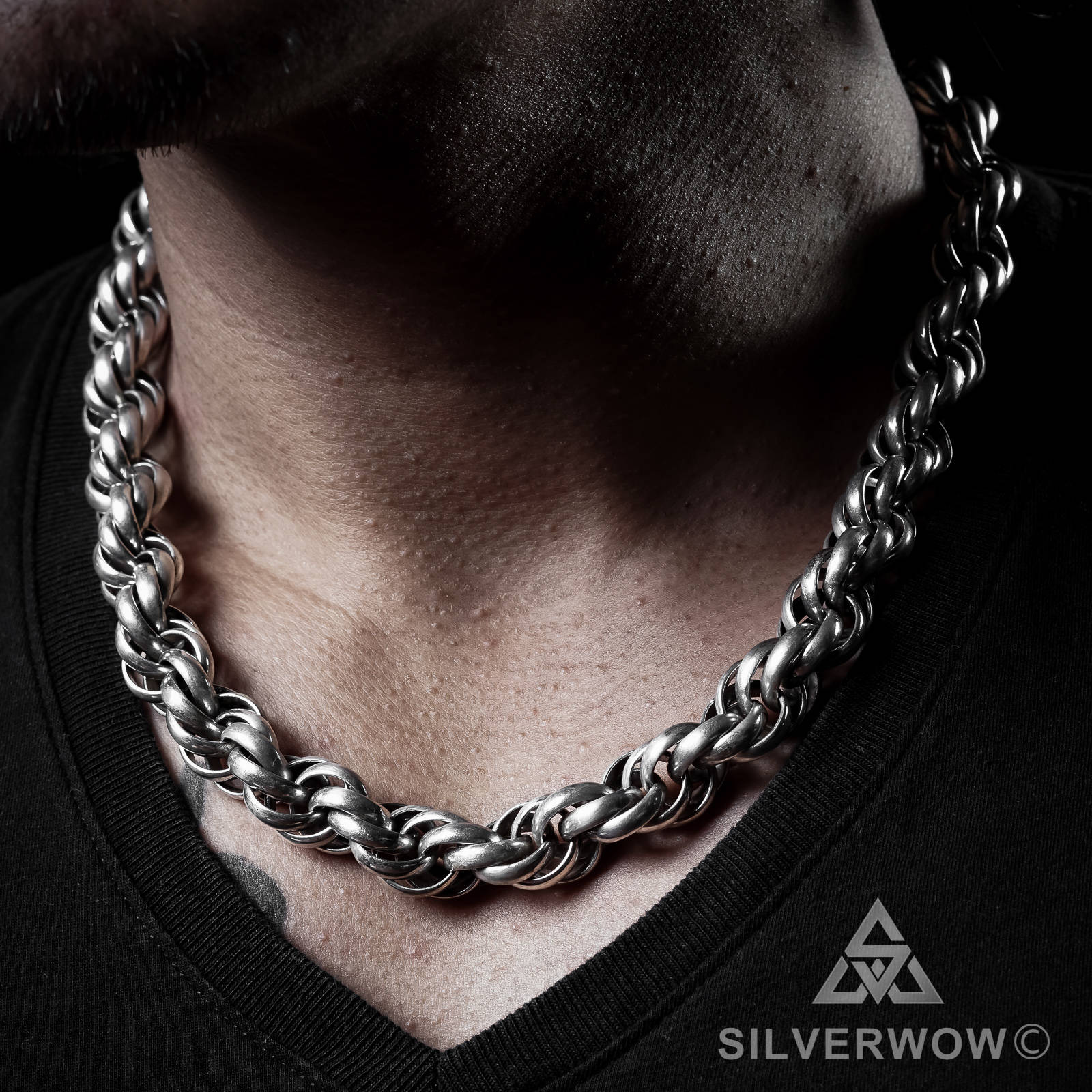 Men's 3.5mm Solid Rope Chain Necklace in Sterling Silver - 24