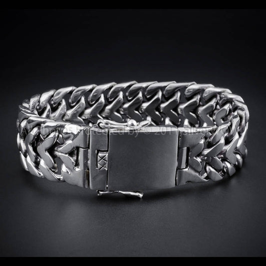 Herringbone Unique Mens Silver Bracelet - 20mm Version. Solid Sterling Silver - SilverWow™