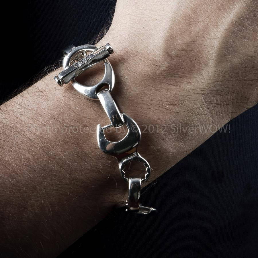 Spanner Bracelet - Wrench Silver Bracelet, Toogle Clasp