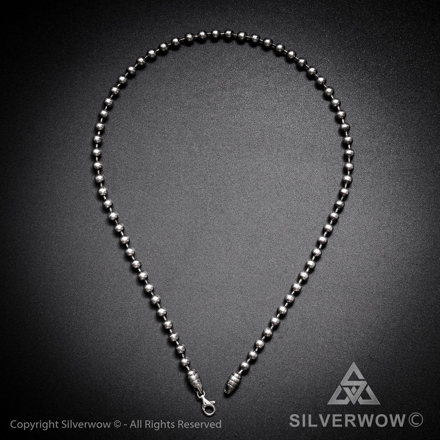Oxidised Mens Ball Chain Necklace - SilverWow™