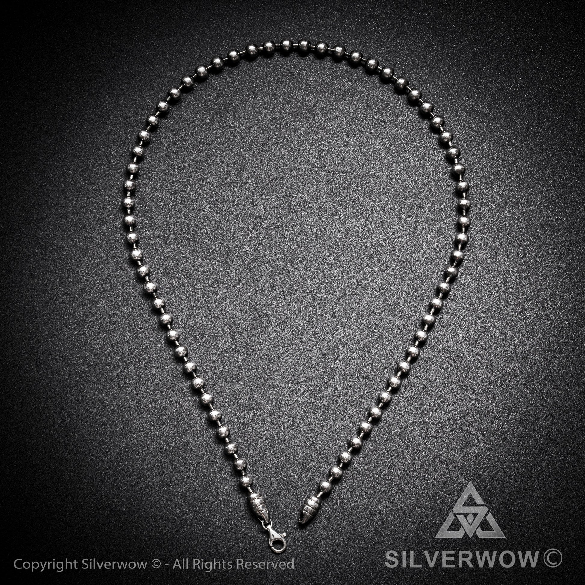 Oxidised Mens Ball Chain Necklace - SilverWow™