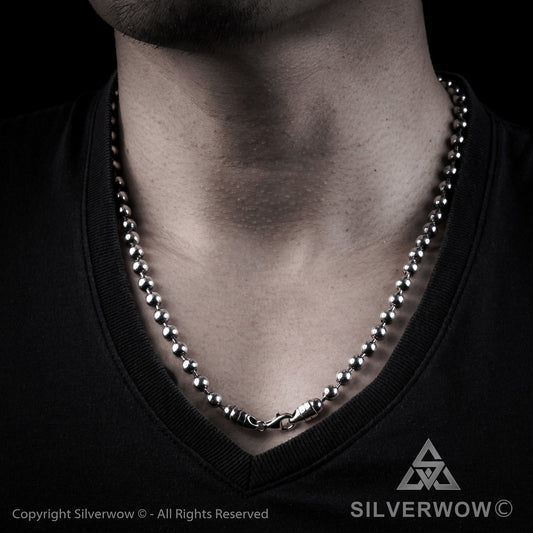 Oxidised Mens Ball Chain Necklace - SilverWow™