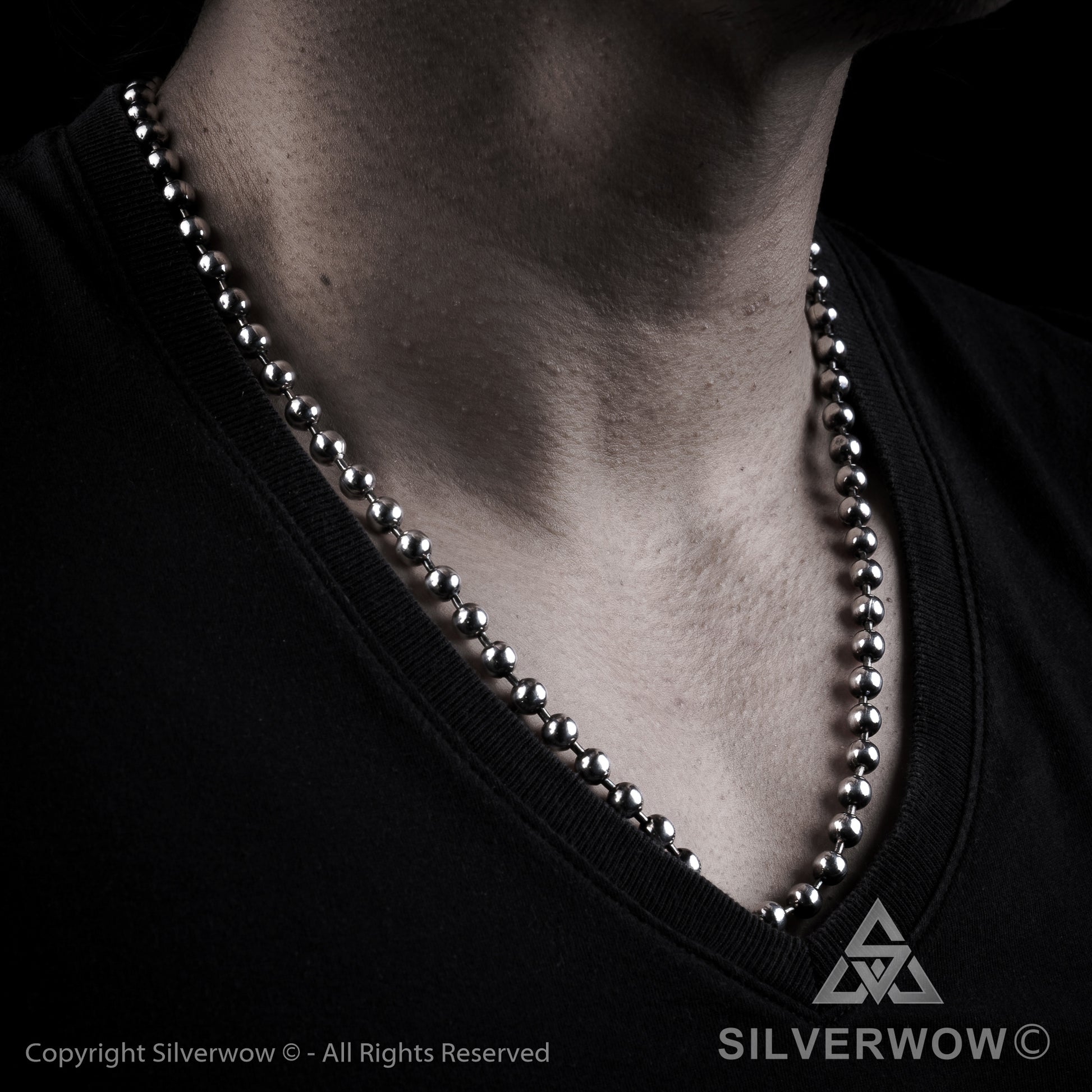 Oxidised Mens Ball Chain Necklace - SilverWow™