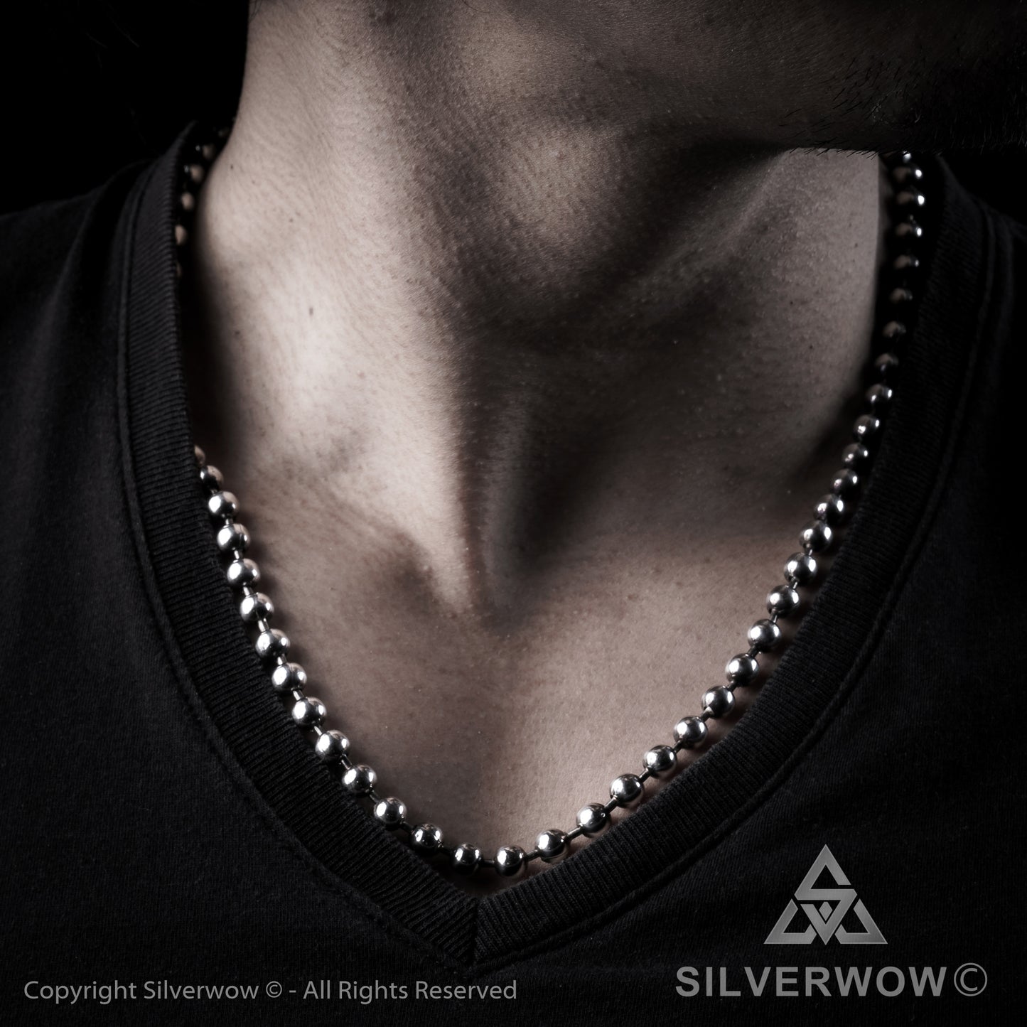 Oxidised Mens Ball Chain Necklace