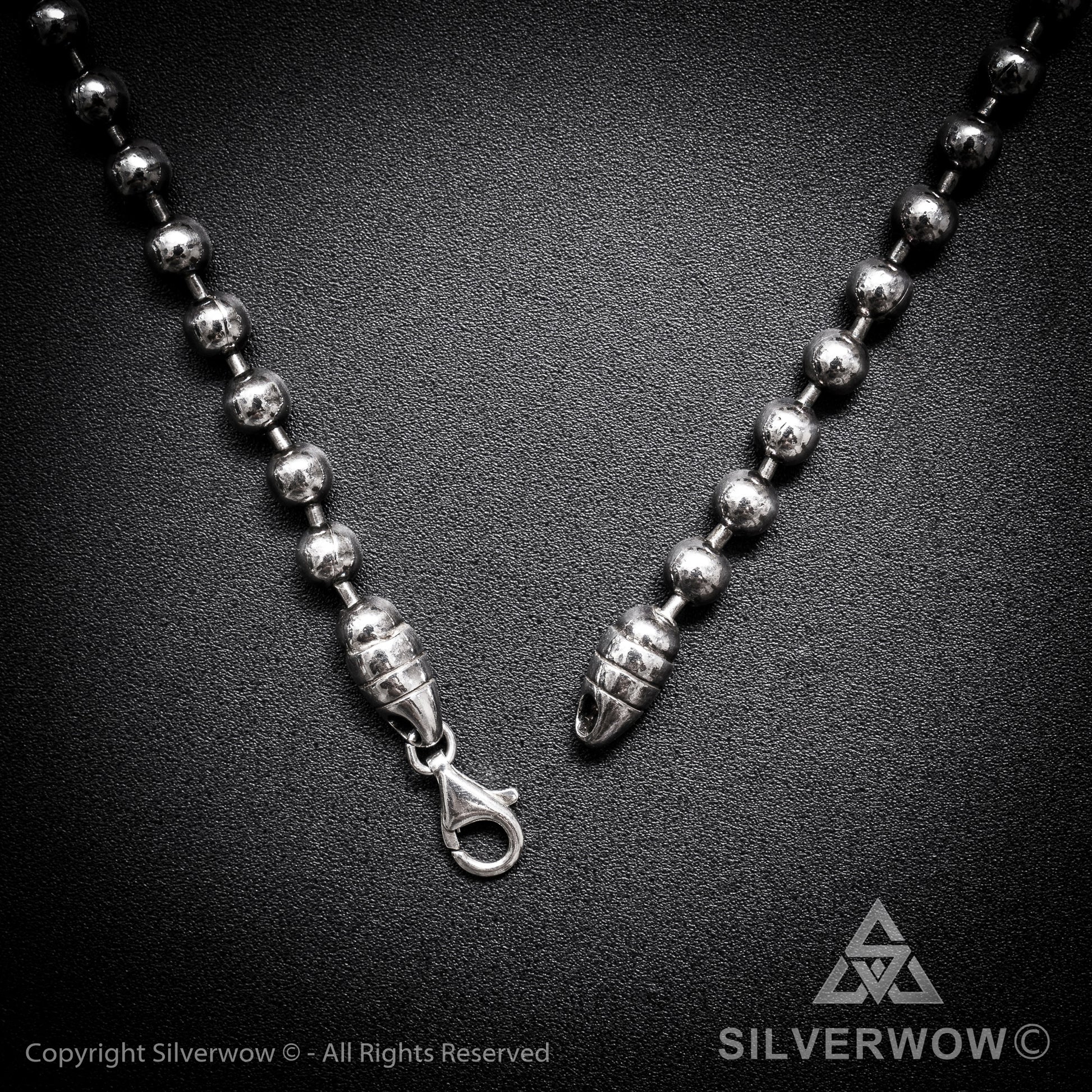 Oxidised Mens Ball Chain Necklace - SilverWow™