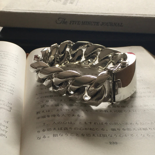 Thick Cuban Id in solid 925 sterling silver mens