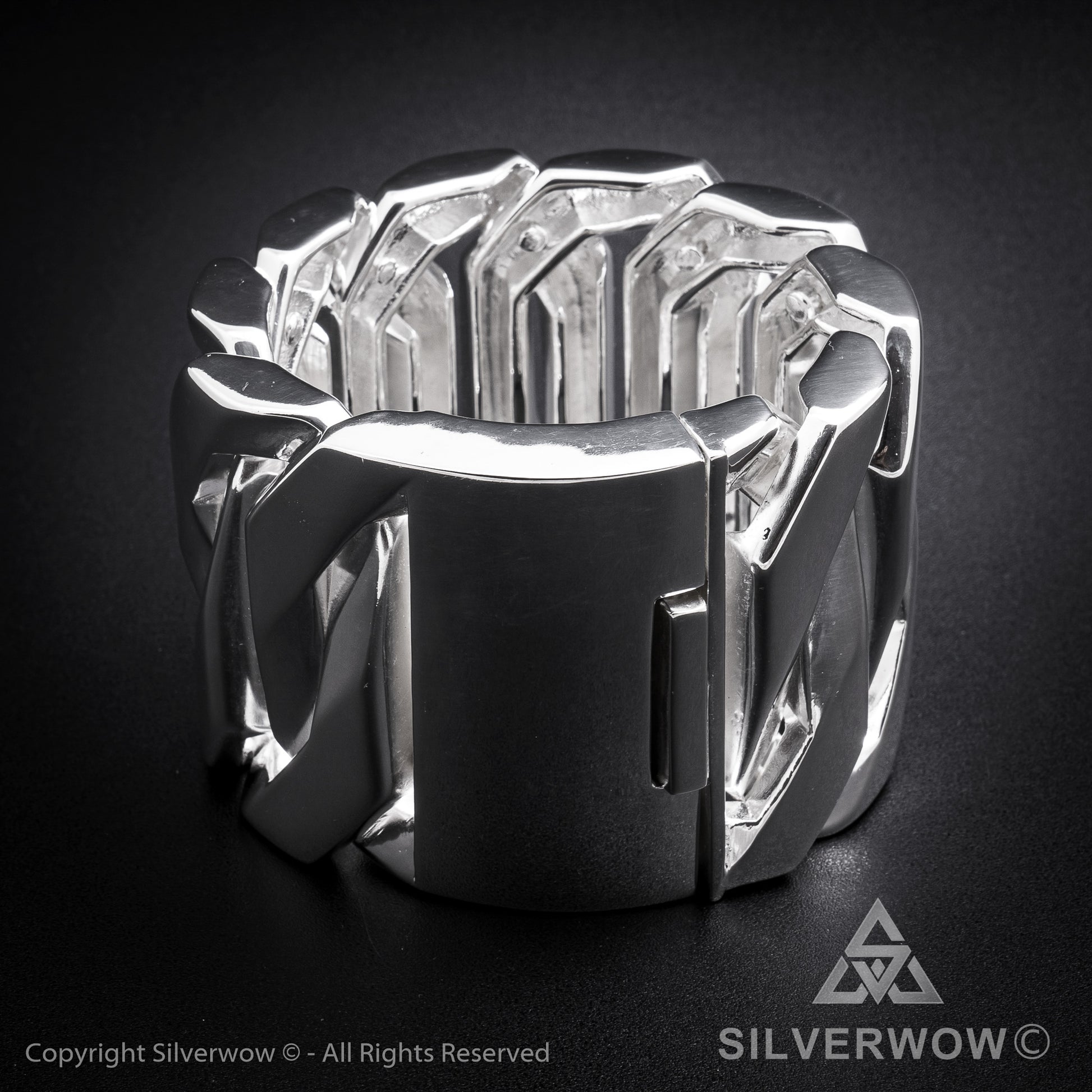 Monster, Huge, Mens Silver Bracelet x 60mm Wide ! - SilverWow™