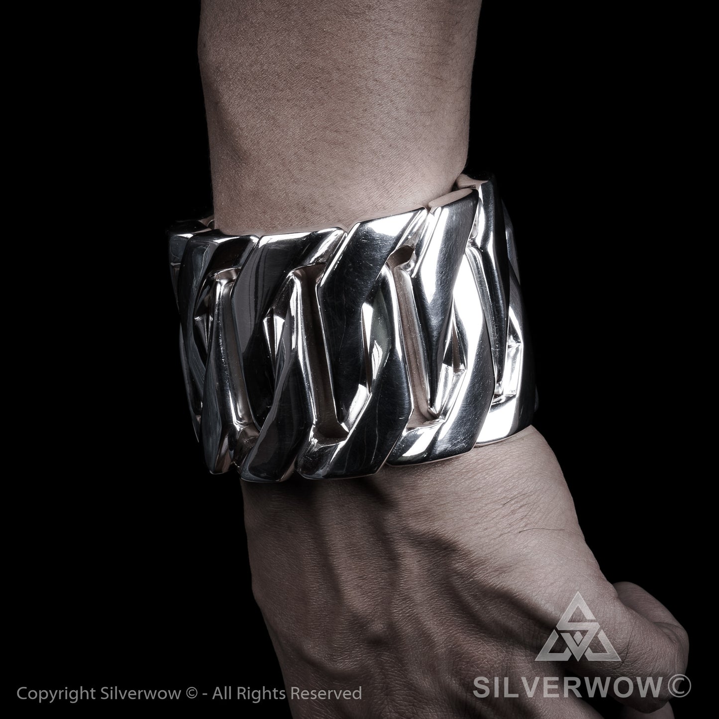 Monster, Huge, Mens Silver Bracelet x 60mm Wide !