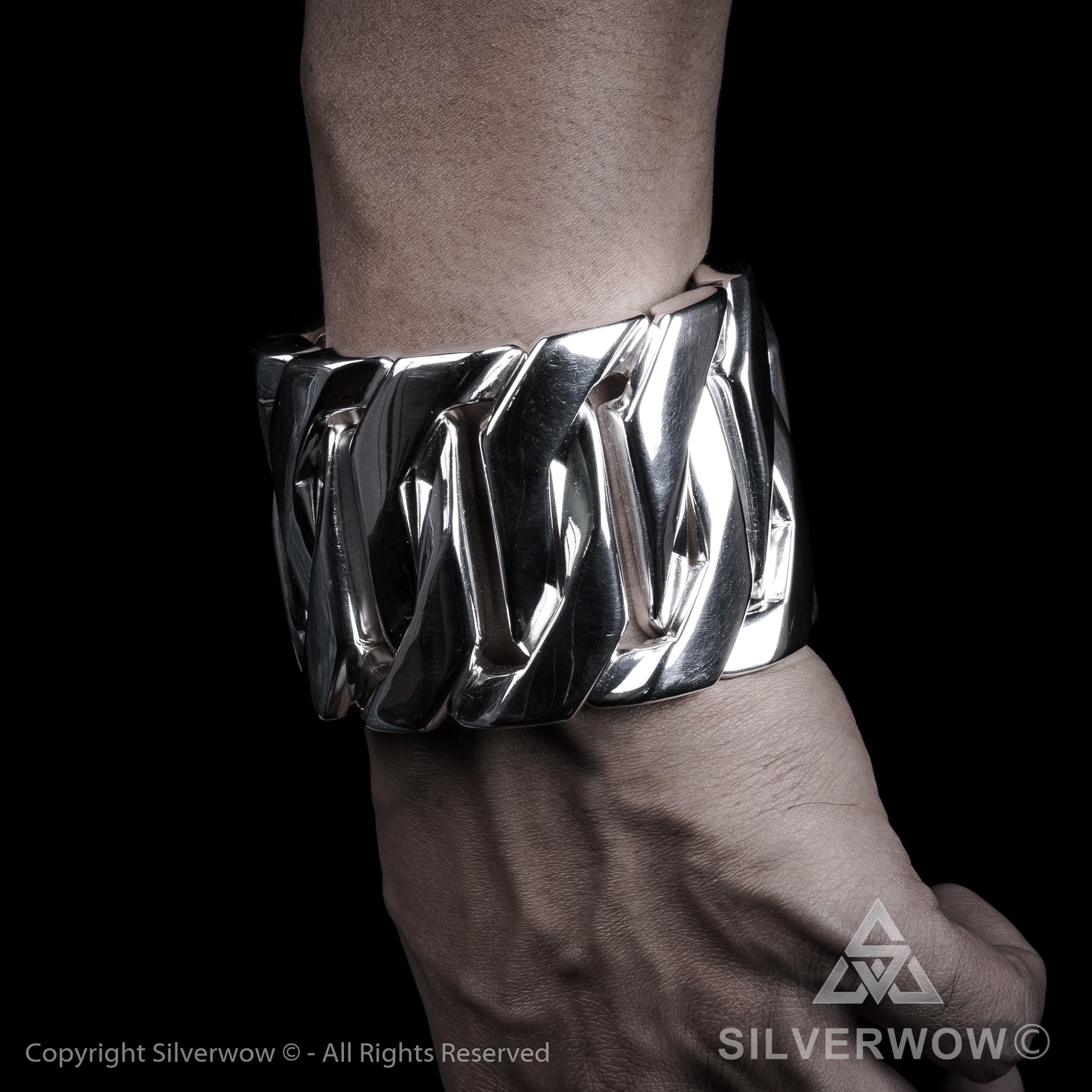 Monster, Huge, Mens Silver Bracelet x 60mm Wide ! - SilverWow™