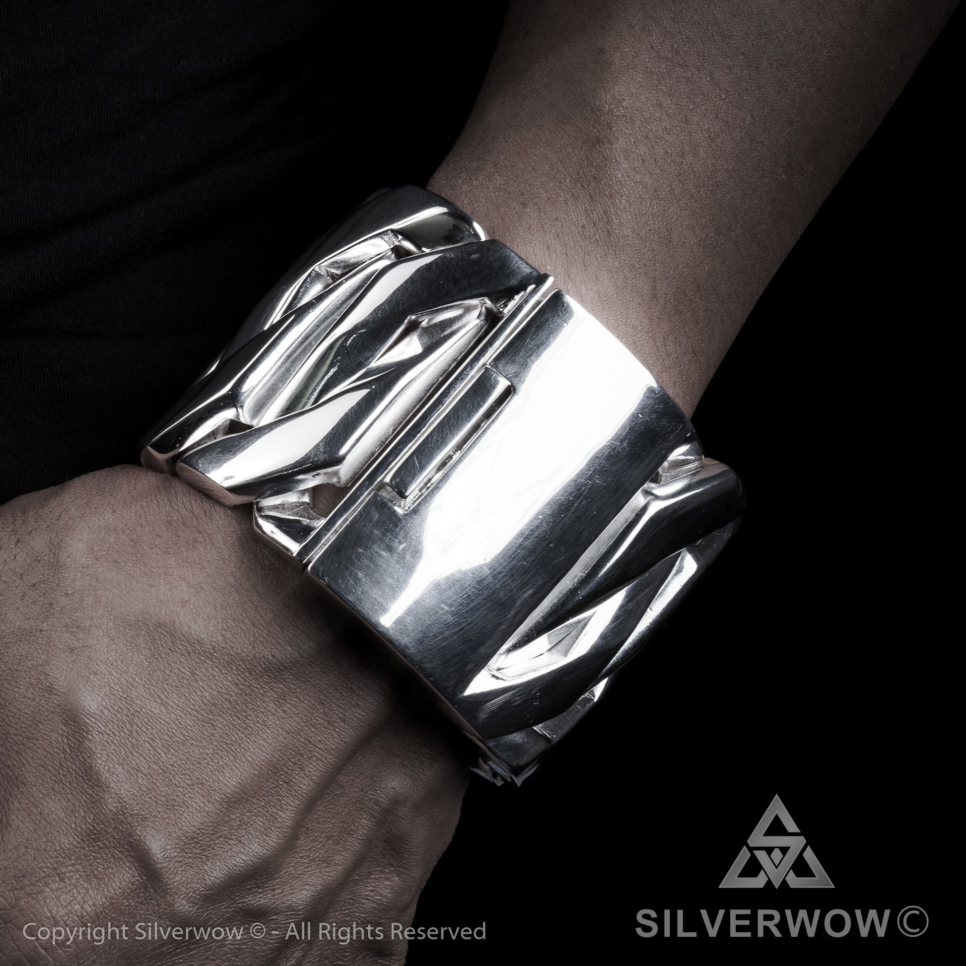 Monster, Huge, Mens Silver Bracelet x 60mm Wide ! - SilverWow™