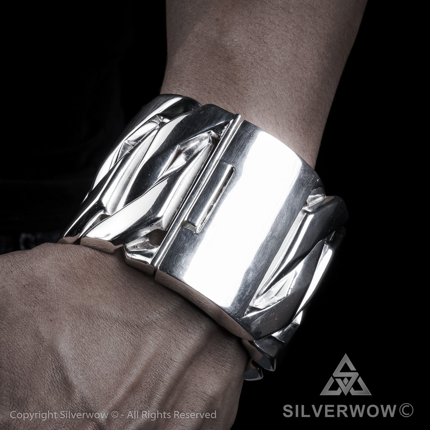 Monster, Huge, Mens Silver Bracelet x 60mm Wide !