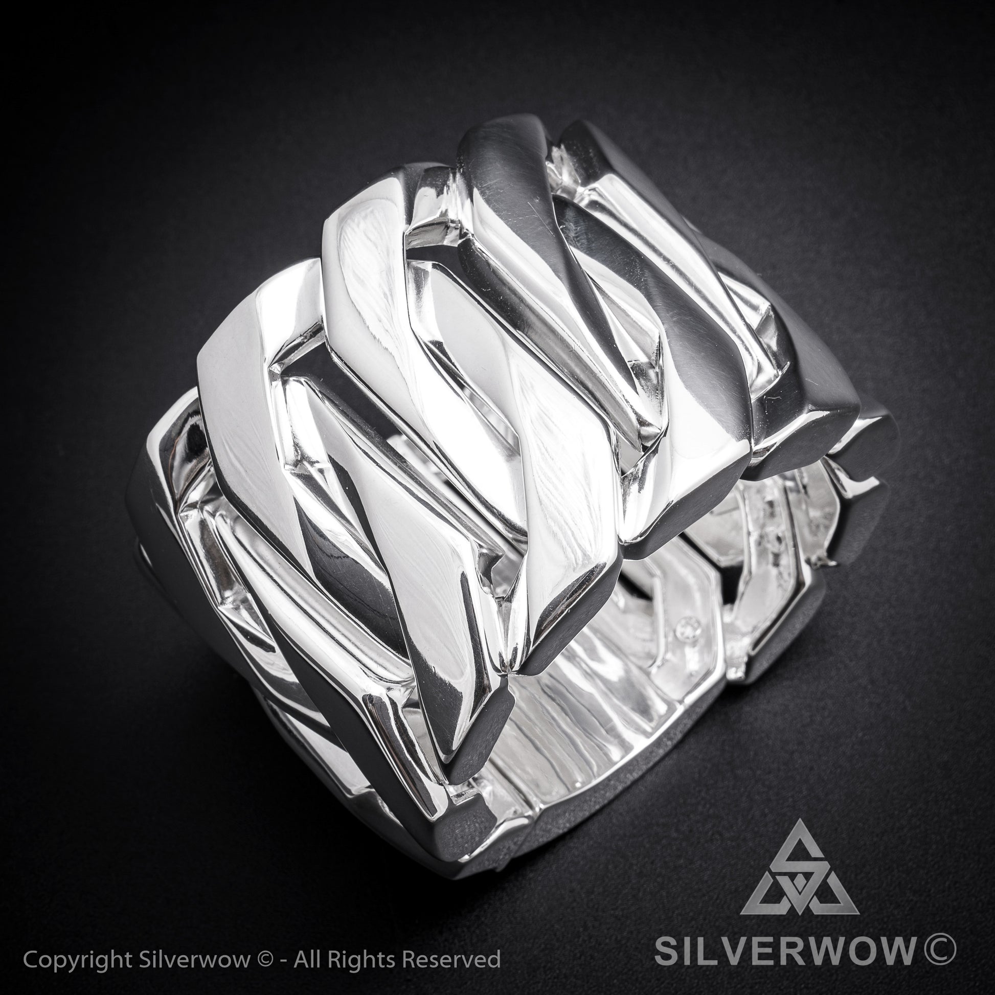 Monster, Huge, Mens Silver Bracelet x 60mm Wide ! - SilverWow™