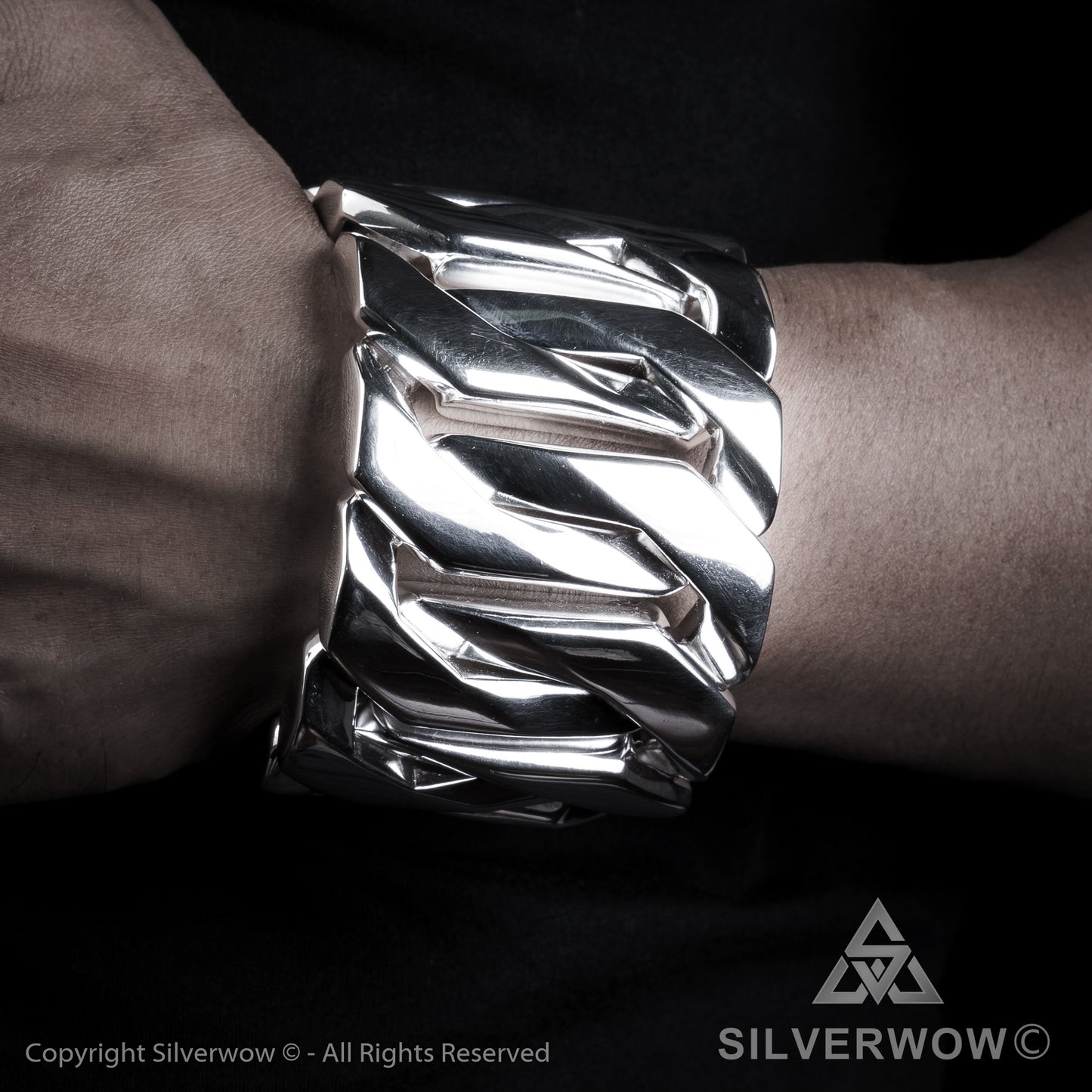 Monster, Huge, Mens Silver Bracelet x 60mm Wide ! - SilverWow™
