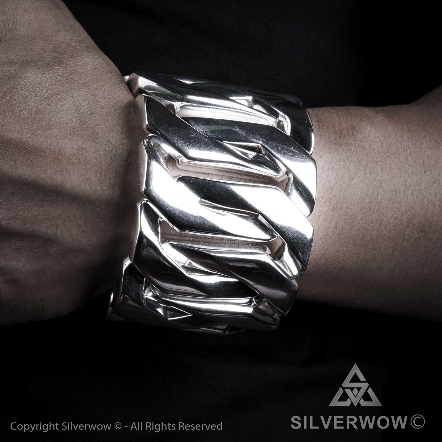 Monster, Huge, Mens Silver Bracelet x 60mm Wide !