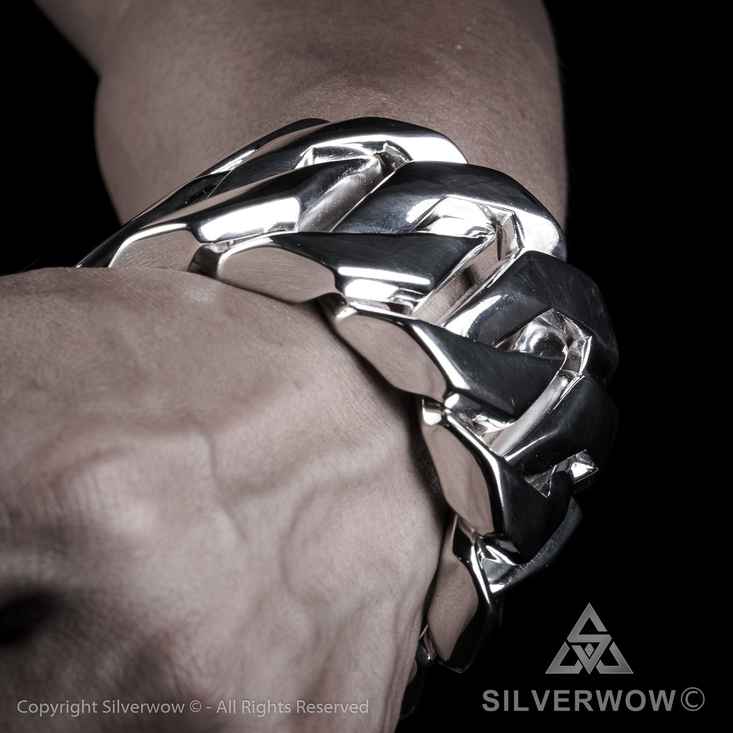 Monster, Huge, Mens Silver Bracelet x 60mm Wide !