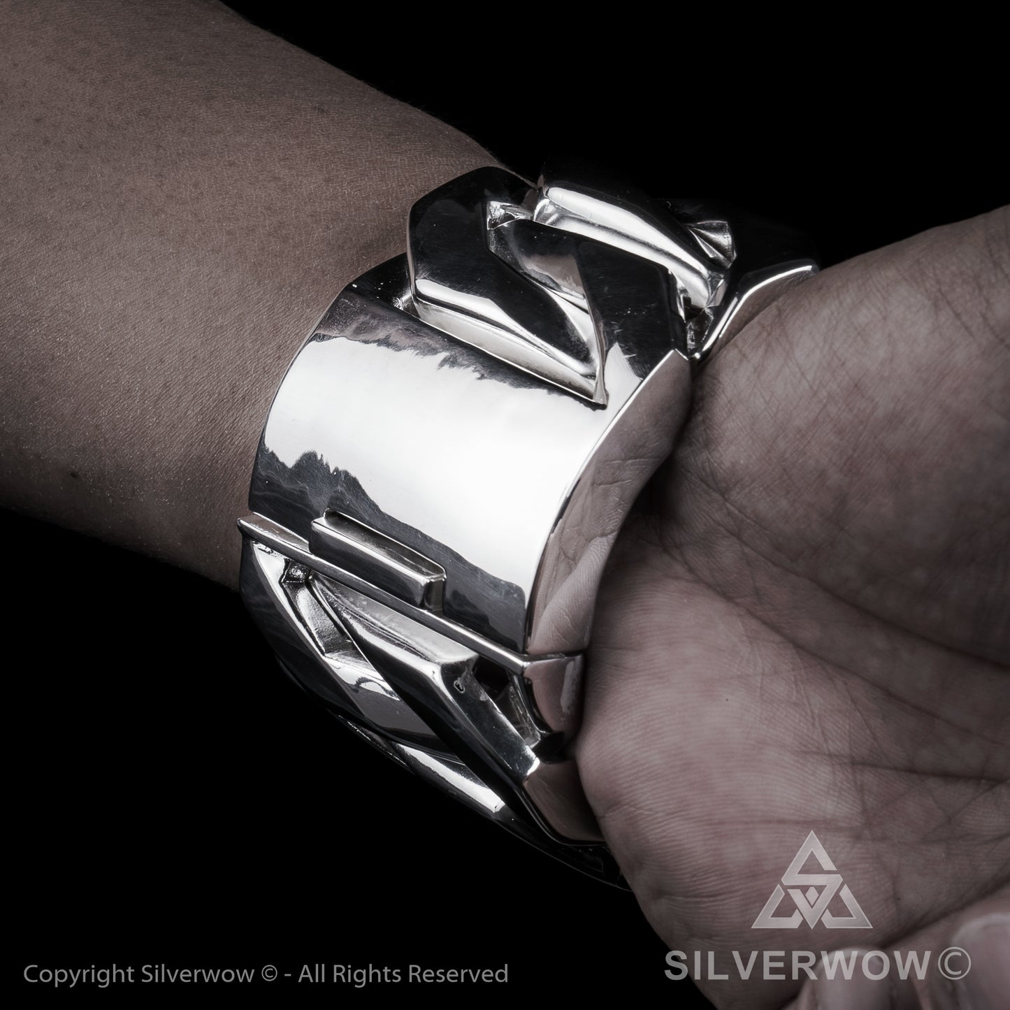 Monster, Huge, Mens Silver Bracelet x 60mm Wide !