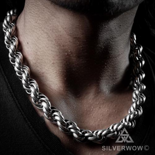 Very Big & Heavy Silver Mens Rope Chain - Dookie Necklace - SilverWow™