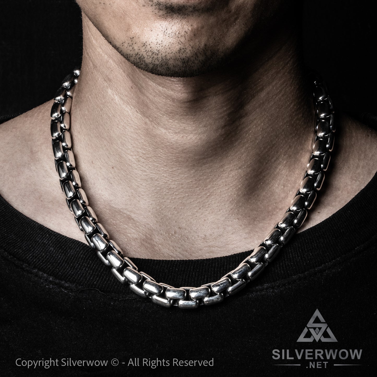12mm box chain necklace for men in solid 925 silver – chunky handcrafted design