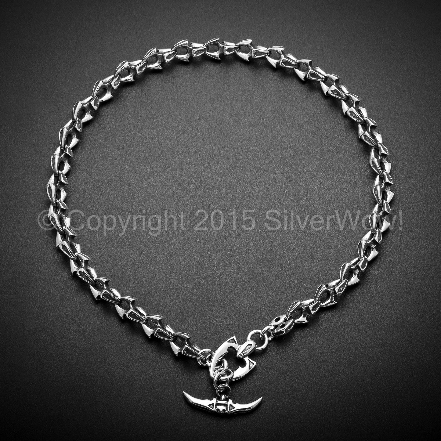 Shark Mens T-Bar Toggle Necklace Chain - SilverWow™