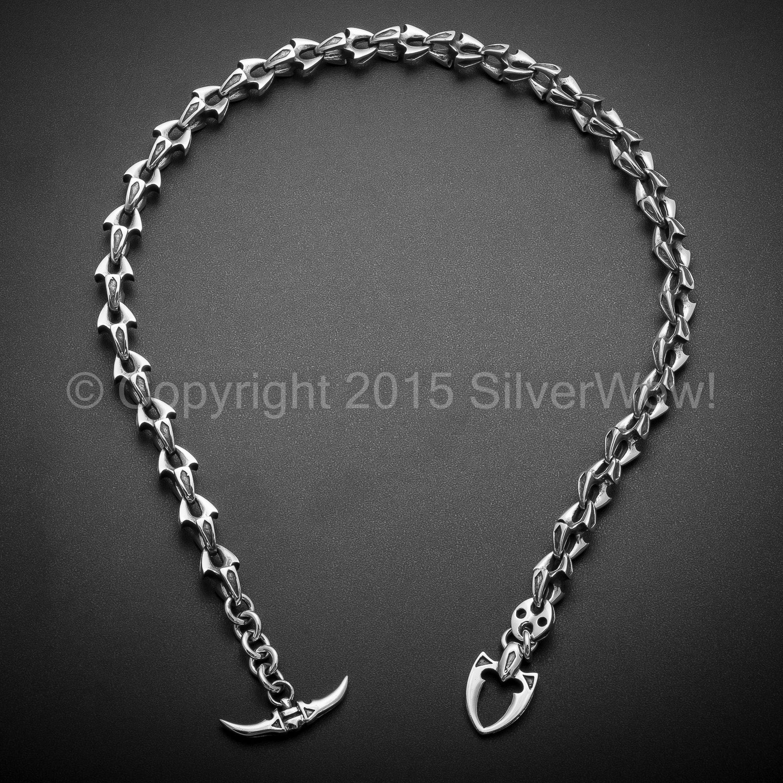 Shark Mens T-Bar Toggle Necklace Chain - SilverWow™