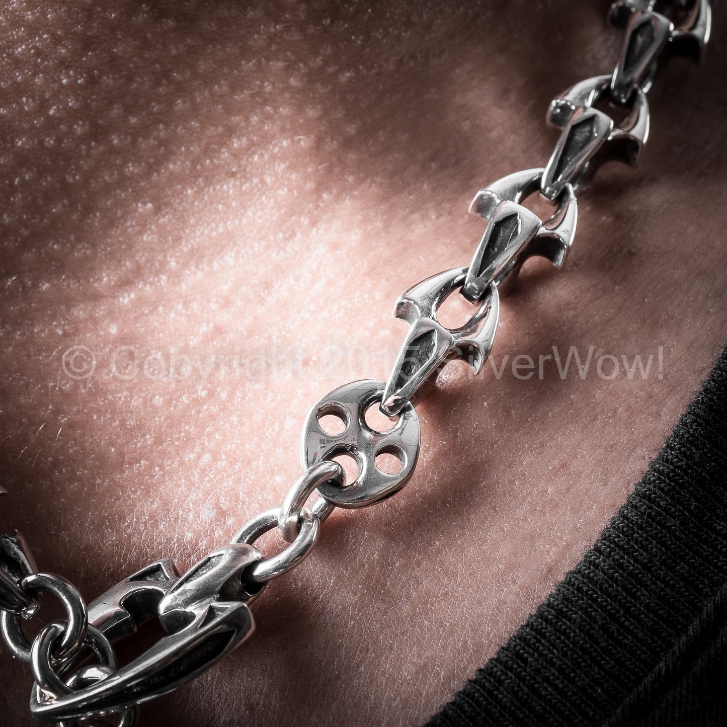 Shark Mens T-Bar Toggle Necklace Chain - SilverWow™