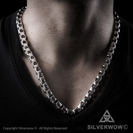 8mm Box Chain Silver Necklace - SilverWow™