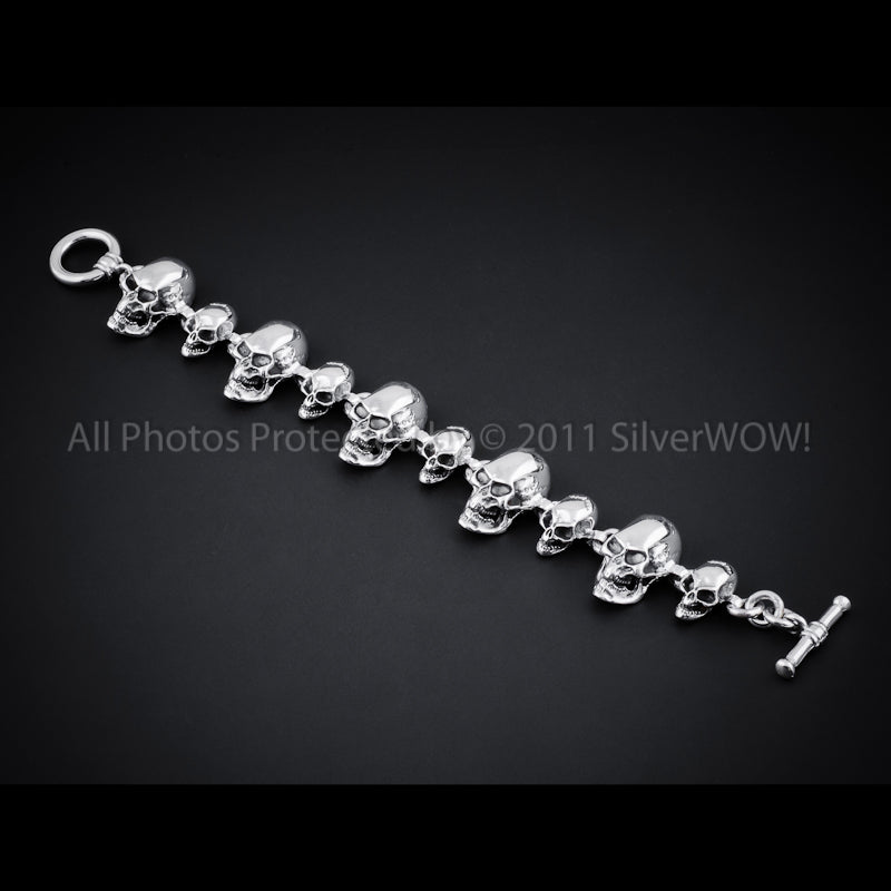Skull Bracelet - Big Small Skull Mix - SilverWow™