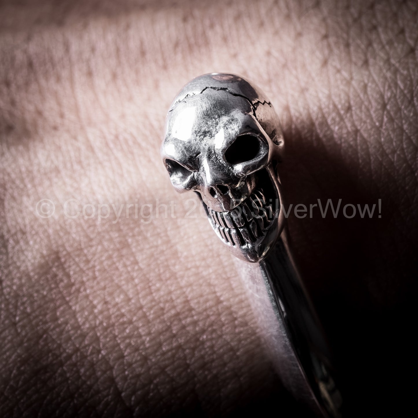 Silver Skull Cuff Bangle