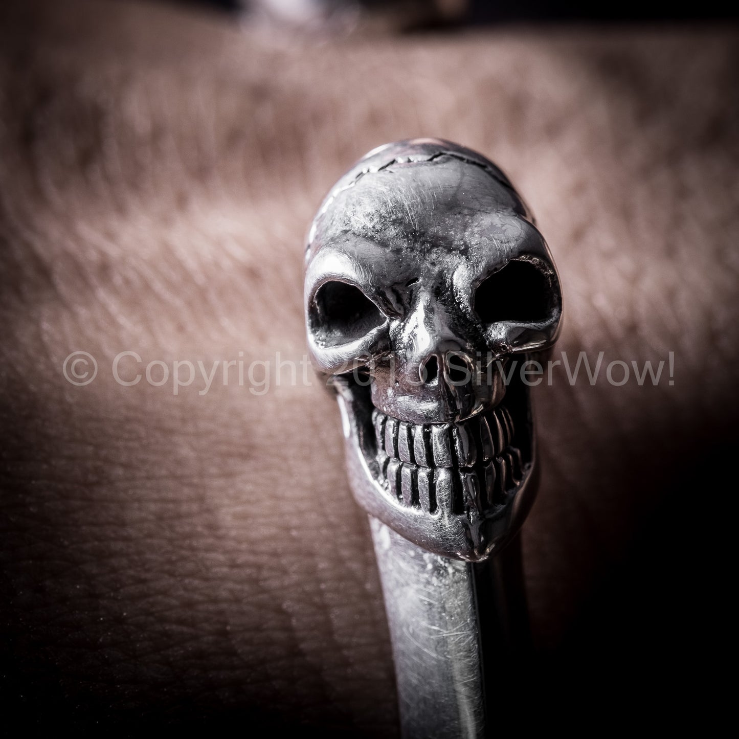 Silver Skull Cuff Bangle