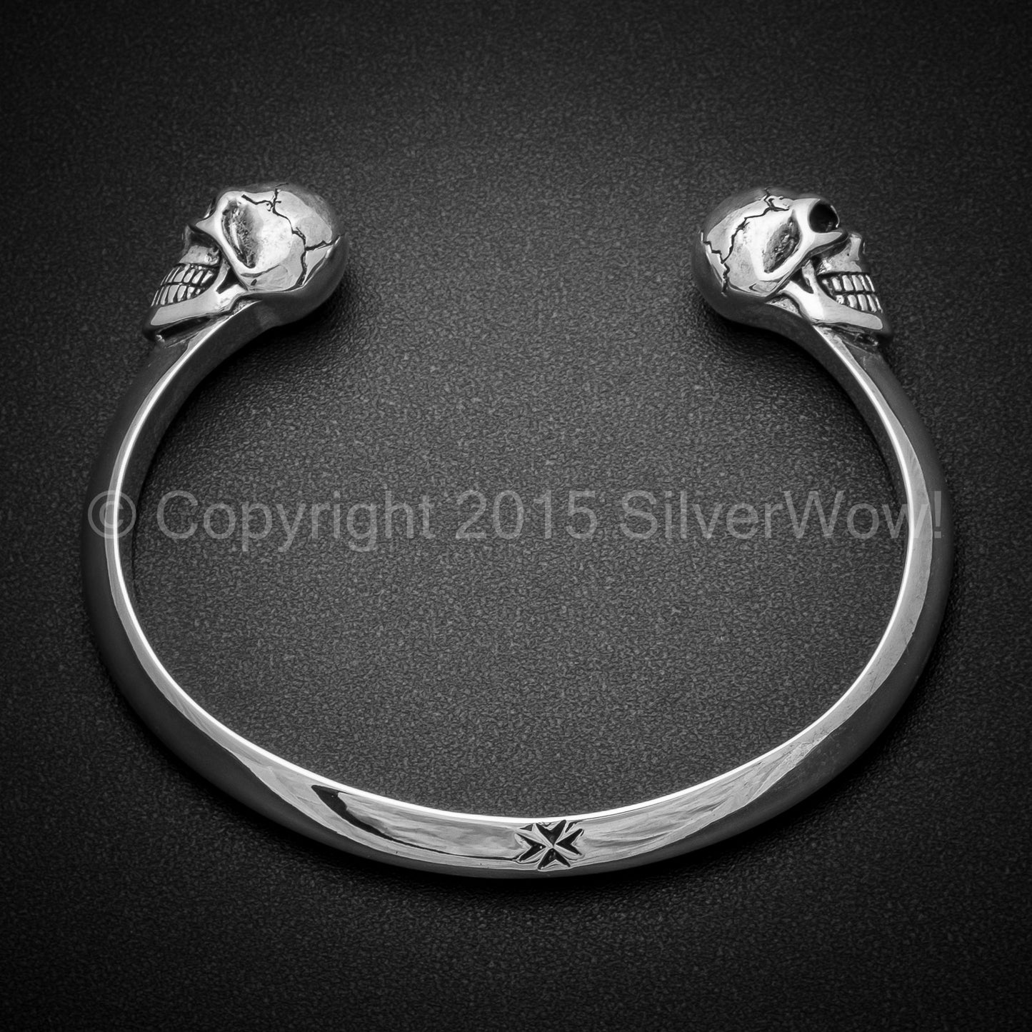 Silver Skull Cuff Bangle 2