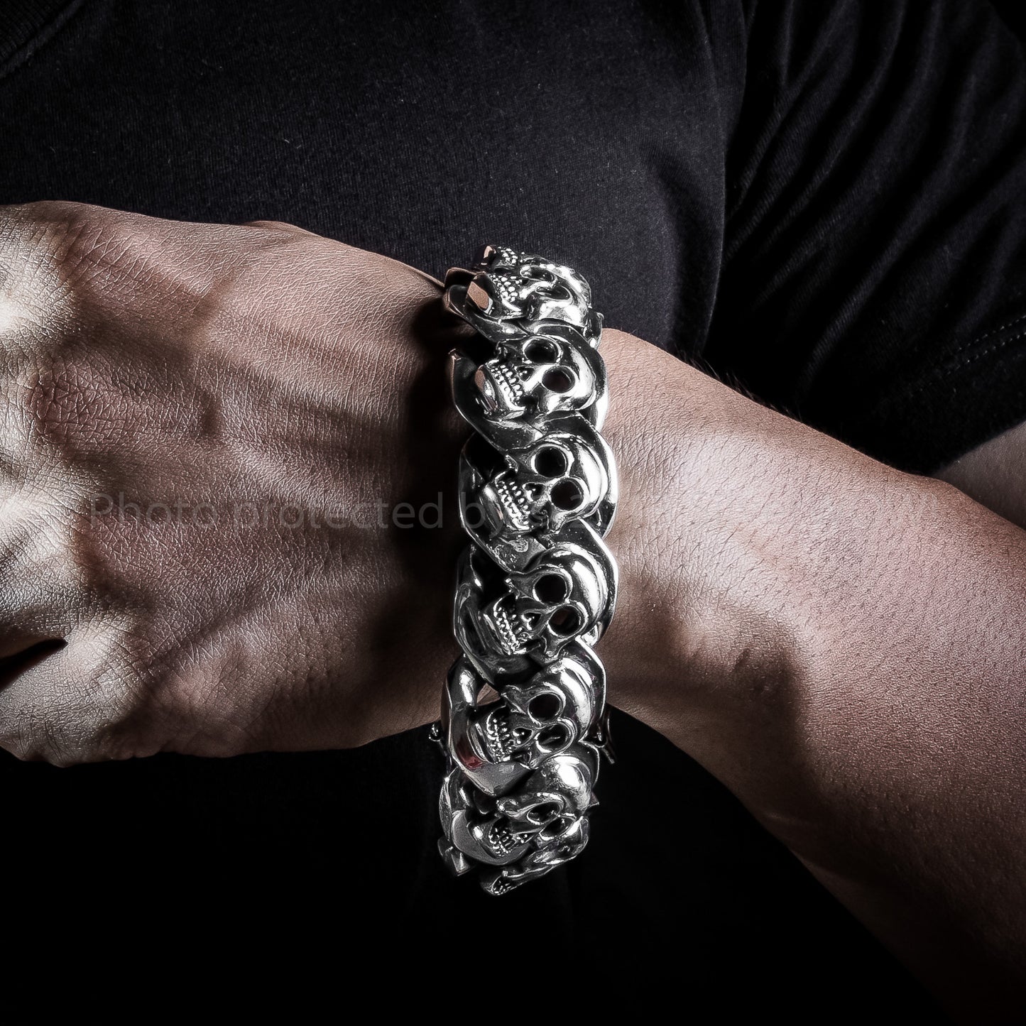 Oversized skull bracelet for men – handcrafted in 925 silver