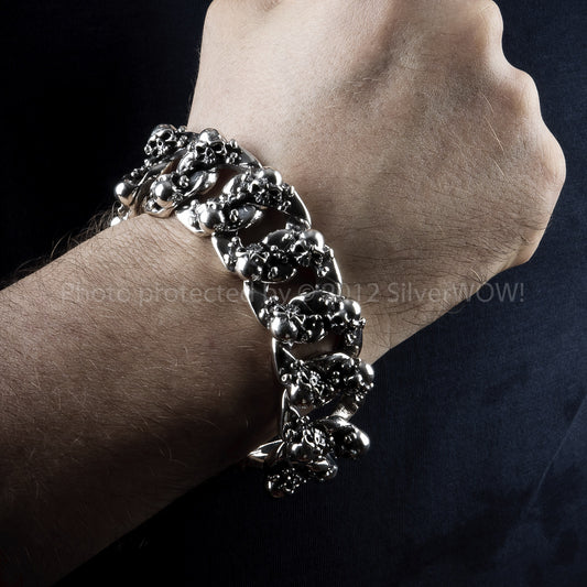 Heavy Cluster Skull Bracelet