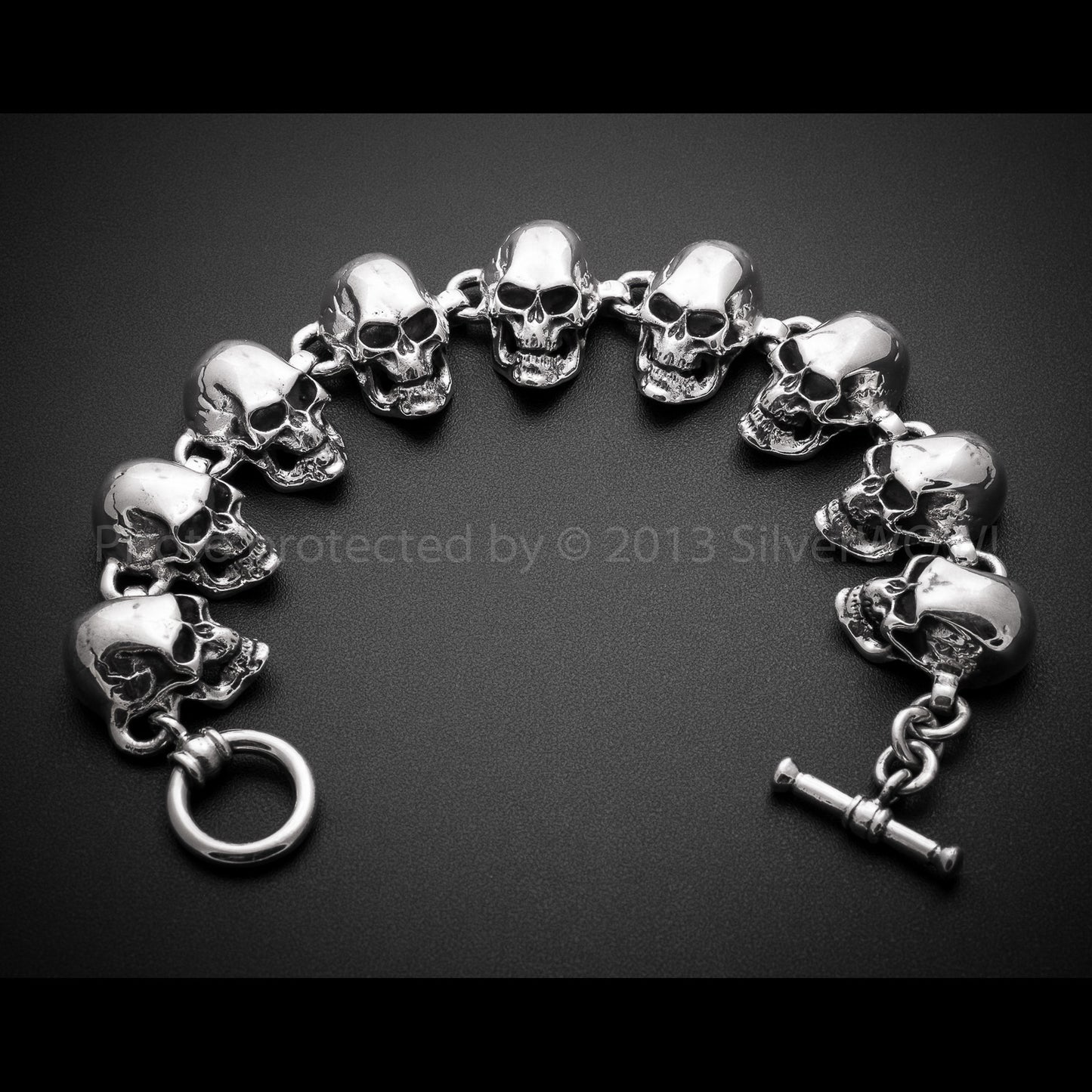 Skulls Bracelet - All Big Skulls T Bar Clasp