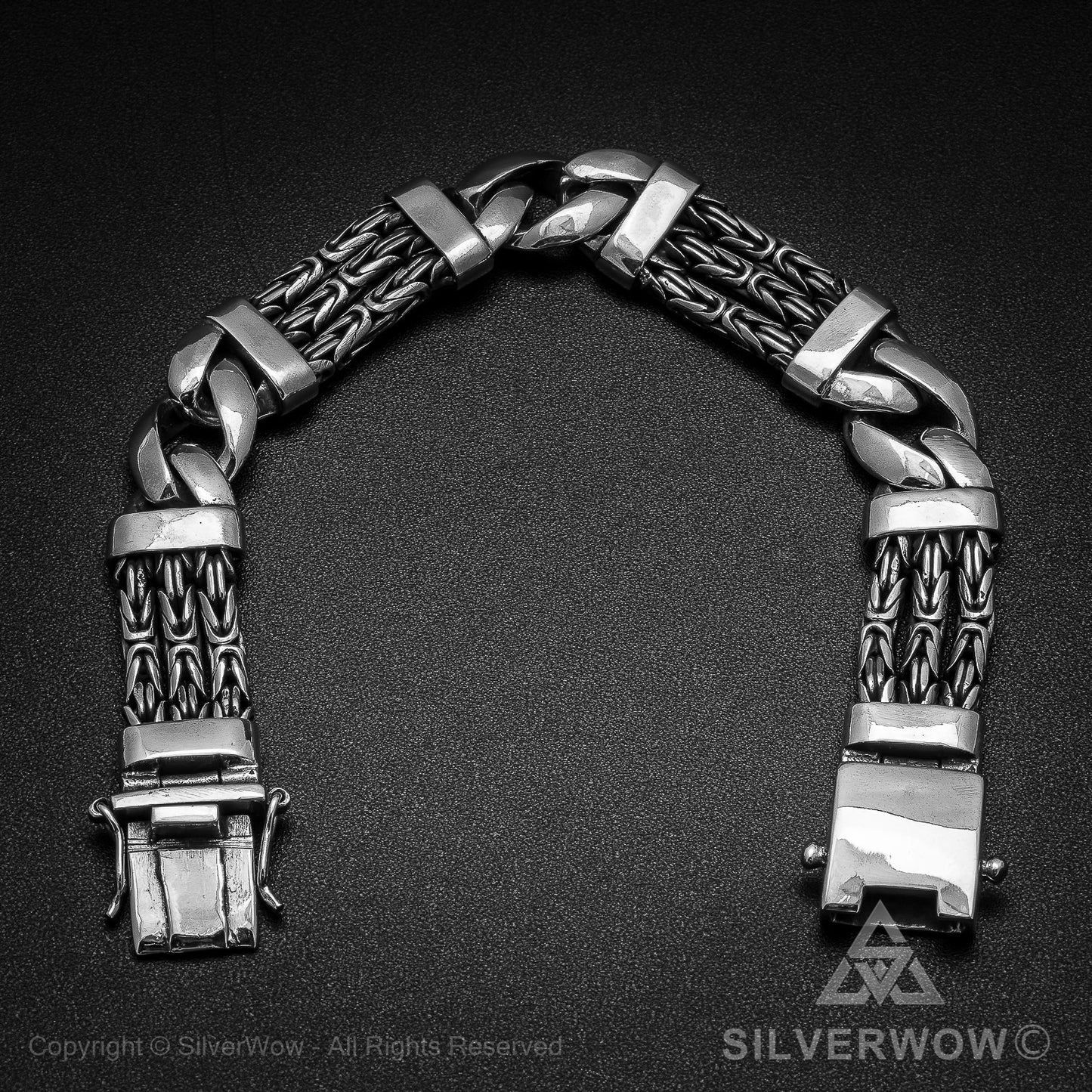 Triple Strand Bali Borobudur Bracelet Box Lock Clasp