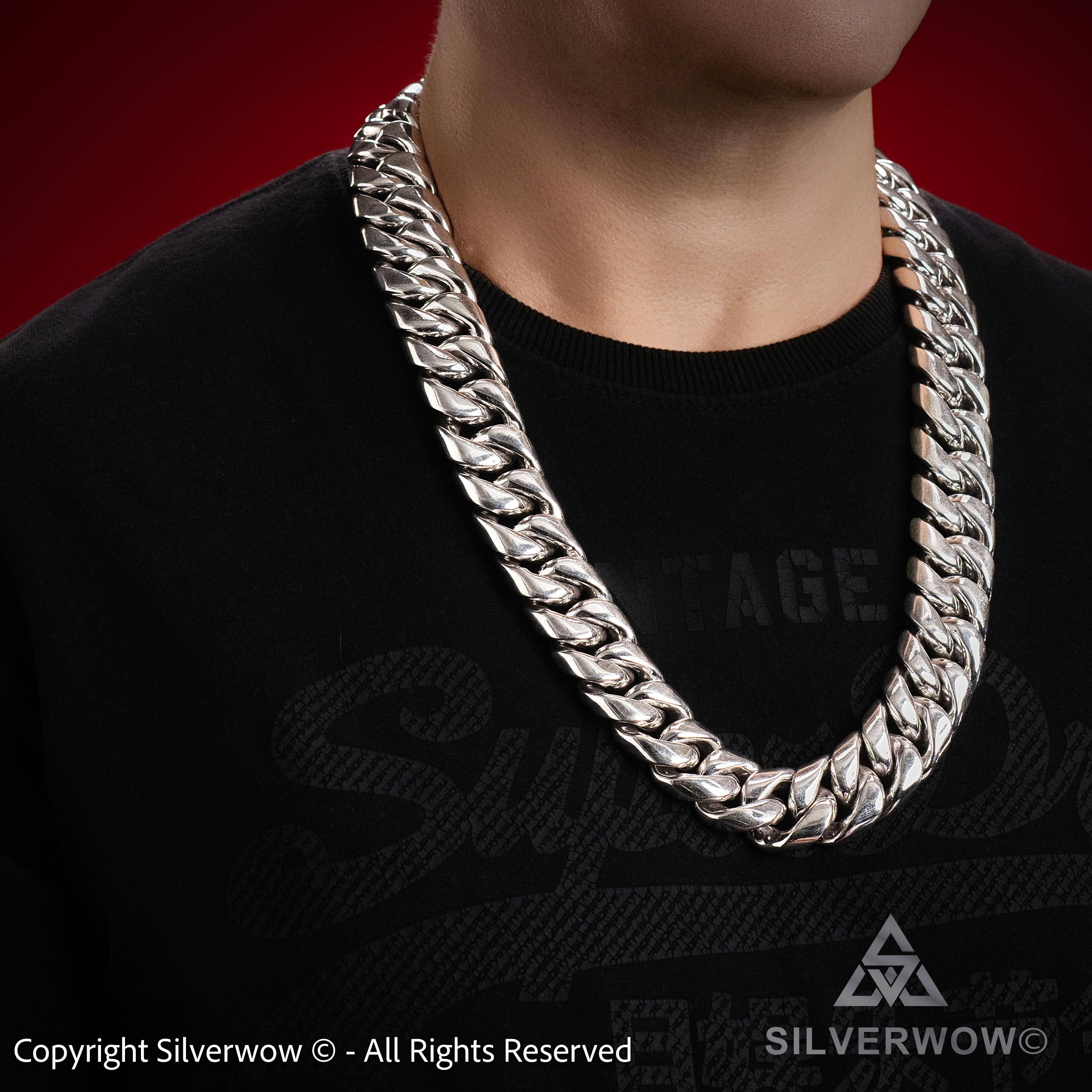25mm Cuban Link Necklace – Chunky & Heavy in 925 Silver – SilverWow™