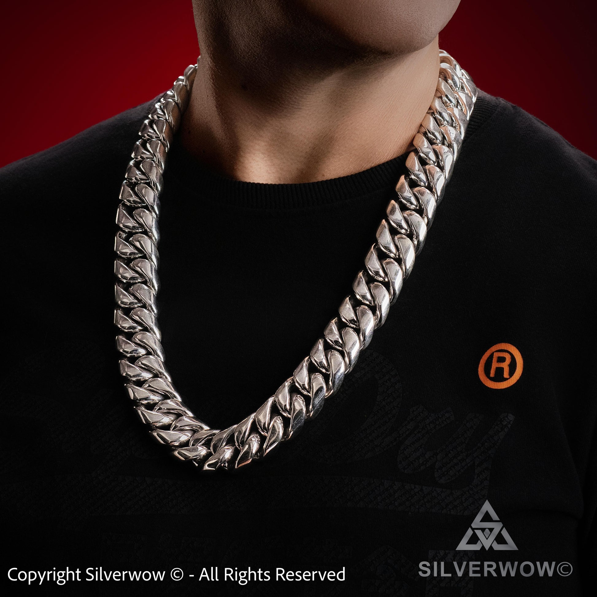 25mm mens heavy sterling silver Cuban link chain necklace UK style