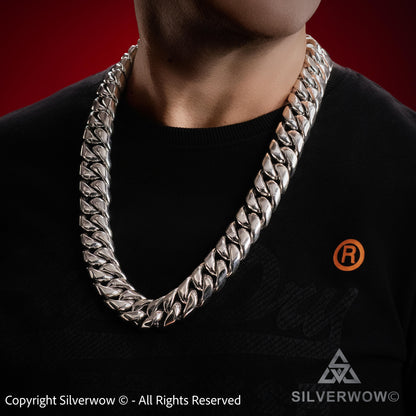 25mm mens heavy sterling silver Cuban link chain necklace UK style