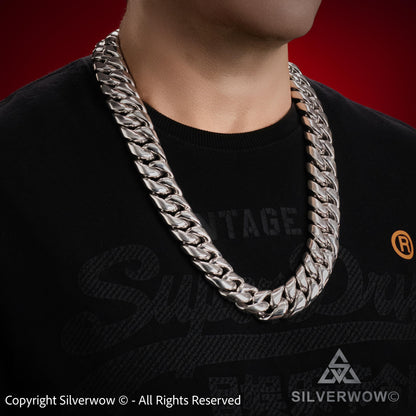 25mm chunky sterling silver Cuban link chain necklace for men